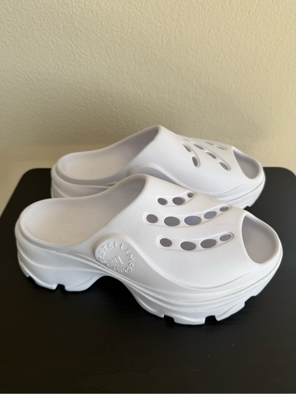 Stella McCartney White Platform Clog Mules
